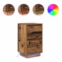 vidaXL Spintelė prie lovos su LED lemputėmis Old Wood 38x34x65 cm