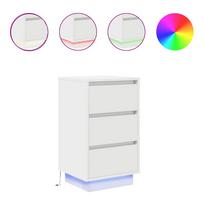 vidaXL Spintelė prie lovos su LED lemputėmis Balta 38x34x65 cm