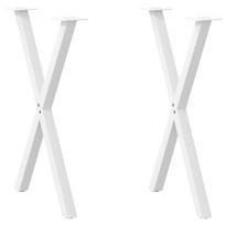 vidaXL Valgomojo stalo kojos, 2 vnt., baltos, 57x(72-73) cm, plienas, X formos