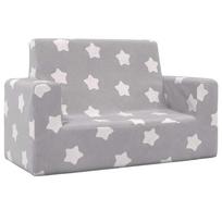 vidaXL Dvivietė vaikiška sofa, šviesiai pilka, pliušas, su žvaigždėmis