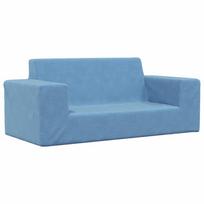 vidaXL Dvivietė vaikiška sofa, mėlynos spalvos, minkštas pliušas