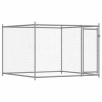 vidaXL Narvas šunims su durimis, pilkas, 2x2x1,5m, plienas