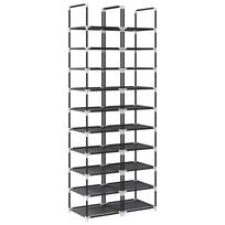 vidaXL batų lentynos 2 vnt 10 lygių juodos 33x33x174 cm