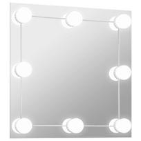 vidaXL Sieninis veidrodis su LED lemputėmis, kvadratinis, stiklas