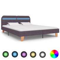 vidaXL Lovos rėmas su LED be čiužinio, taupe sp., audinys, 150x200cm