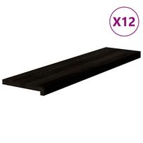 vidaXL Laiptų pakopos, 12 vnt., rudai juodos, 100x30x2 cm, ąžuolo