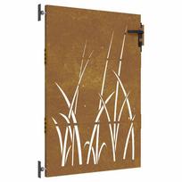 vidaXL Sodo vartai, 85x125 cm, Corten plienas, žolės raštas