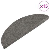 vidaXL Lipnūs laiptų kilimėliai, 15vnt., pilkos spalvos, 56x17x3 cm