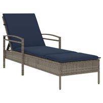 vidaXL | Saulės gultas | su pagalve Pilka 63 x 200 x 81 cm poliratanas