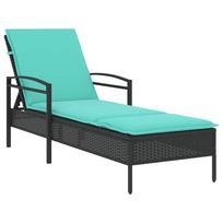vidaXL | Saulės gultas | su pagalve Juoda 63 x 200 x 81 cm poliratanas
