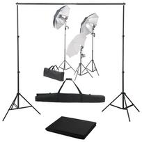 vidaXL Fotostudijos komplektas su apšvietimo rinkiniu ir fonu