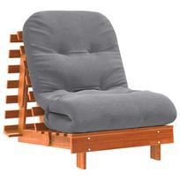 vidaXL Futono sofa-lova su čiužiniu, vaško ruda, 70x206x11cm, pušis