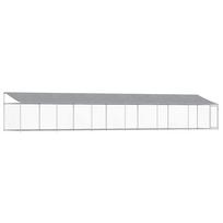 vidaXL Narvas šunims su stogu ir durimis, pilkas, 12x2x2m, plienas