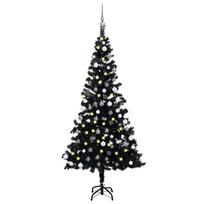 vidaXL Dirbtinė Kalėdų eglutė su žaisliukais, juoda, 120cm, PVC