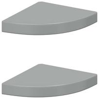 vidaXL Pakabinamos kampinės lentynos, 2vnt., pilkos, 25x25x3,8cm, MDF