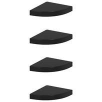 vidaXL Pakabinamos kampinės lentynos, 4vnt., juodos, 25x25x3,8cm, MDF