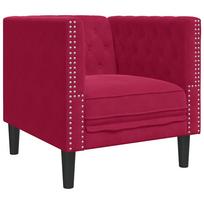 vidaXL Chesterfield krėslas, raudonojo vyno spalvos, aksomas