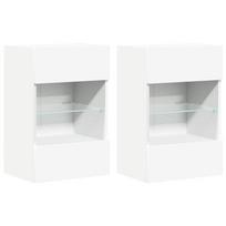 vidaXL Sieninės spintelės su LED apšvietimu televizoriui, 2vnt., baltos, 40x30x60,5cm