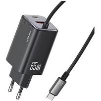 USAMS Charger 65W GaN Fast cable included USA001582