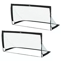 Rinkinys iš 2 futbolo vartų vaikams Homcom 186x89x90cm., juodos spalvos