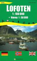 Lofoten: 1:100.000 + Værøy 1:50.000 - Touristische topographische Wanderkarte Norwegen