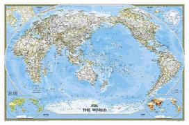 National Geographic World, Pacific Centered Wall Map - Classic (46 X 30.5 In)