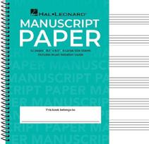 Wide Staff Wirebound Manuscript Paper Aqua Cover Spiral Music Notebook 6 Staves Per Page with Notation Guide