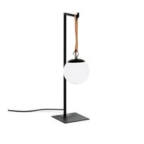 Juodos spalvos iš metalo stalinis šviestuvas (aukštis 60 cm) su plastikiniu gaubtu Monteiro – Kave Home
