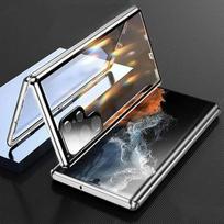 Magnetinis dvipusis grūdinto stiklo dėklas, skirtas Vivo X100 Pro X90 X90Pro+ X80 X70, pilnai apsaugotas metalinis buferis, atverčiamas dangtelis for Vivo X90 Pro sidabras