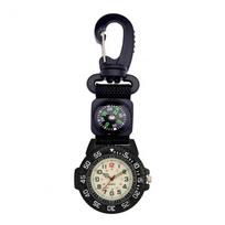 Sports Belt Clip Watch, Luminous Quartz Digital Pocket Watch, Backpack Carabiner Camping Sports Hiking Watch Black juoda