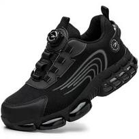New Safety Shoes Men Anti-smash Anti-puncture Work Shoes Fashion Men Sport Shoes Security Protective Boots Men Rotating Button 40 juoda