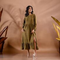 Aranya Embroidered olive Kala cotton dress S alyvuogių žalios spalvos