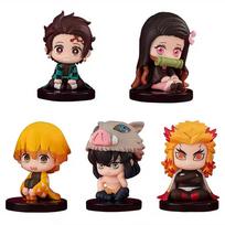 5Pcs New Anime Figure Nezuko Tanjirou Zenitsu Inosuke Kyoujurou Giyuu Cute Kawaii Qposket Pvc Model Toys Children Gift NO BOX