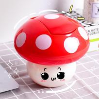 Lovely Mushroom Themed Desktop Garbage Bin Odor Prevention Home School Use 1 raudona