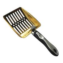 Stainless Steel Cat Litter Scoop with Deep Shovel Long Handle Slotted Litter Scooper Heavy Duty Non-stick Poop Sifting Shovel Sifter Pet Supplies auksinė