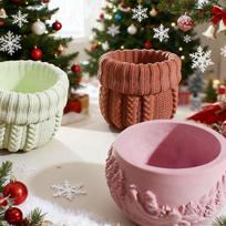 Knitted Textured Silicone Molds Food Grade Silicone For Handmade Candle Cup Soap Chocolate Flowerpot Holiday Decoration 1