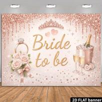 2D Rose Gold Bride to Be Backdrop, Engagement Party Decor, Bachelorette Photo Booth Banner 47.2x31.5inch/120*80cm