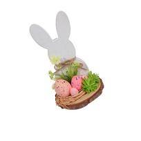 Handmade Wood Hare Figurine Easter Decoration For Living Room Nursery Tabletop Mantels Display and Party Centerpieces 1 rožinė