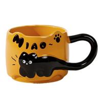 Easy Cleaning Ceramic Cup with Dishwasher and Sterilizer Safe Time Efficient for Busy Families Black Cats Decoration oranžinė