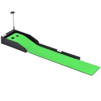 Putting Green Indoor Set Mini Putting Ball Pad with Ball Return/2 Holes Golf Putting Training Mat Golf Putting Alignment Aid Pad žalia