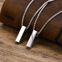 Men's Geometric Bar Pendant Necklace Stainless steel Mobius Simplicity Fashion Minimalism Neckchain Collar Gift Jewelry for Male 60cm