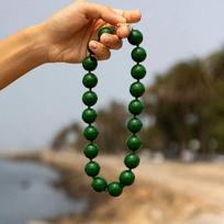 Round Women Choker Large Clavicle Chain Aesthetic Beaded Necklace  Jewelry Gift žalia