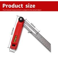 Carpentry Angle Ruler with Horizontal Bubble Goniometer Stainless Steel Protractor Metal Measuring Tool Angle Meter 150mm Level