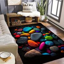 Colorful Pebble Print Rug - Non-Slip Mat for Living Room/Bedroom/Bathroom, Unique Birthday Gift 60cm x 90cm