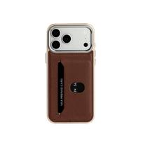 Metal Lens Leather Phone Case Card Holder For For Iphone 17 Air 16 1 14 13 12 Pro Max Frame Shockproof Phone Cover iPhone 12