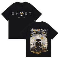 Ghost of Yotei Graphic T Shirt Japanese Samurai Harajuku Oversized Tshirts Men Women Cosplay Retro Harajuku Male Cotton Tshirt S įvairiaspalvis