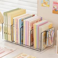 Acrylic PP Multi-Functional Desk Organizer | Transparent Book Stand with Pen Holder, Student Dorm Study Desk Storage for Books gryna