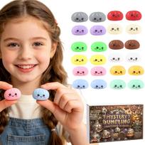 Mystery Dumpling Toys Countdown Calendar Set 24 Pieces Soft Squeeze Stress Relief Kawaii Figurines for Kids and Adults Collectible Surprise Gift Box