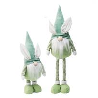 Standing Bunny Gnome Plush Figurine with Light Up Ears Adjustable Height Soft Fabric Easter Decoration Indoor Outdoor Use One Size