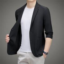 Minimalist Men Casual Blazer Ice Silk Nylon Spandex Seamless High Stretch Sun Protection Cooling Summer Breathable Tech Jacket 2XL juoda